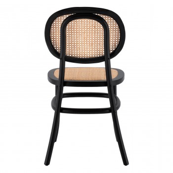 ΚΑΡΕΚΛΑ ΞΥΛΙΝΗ PENNY ΜΕ ΠΛΕΞΗ RATTAN ΣΕ ΜΑΥΡΗ ΑΠΟΧΡΩΣΗ HM8747 44x51x87 εκ.