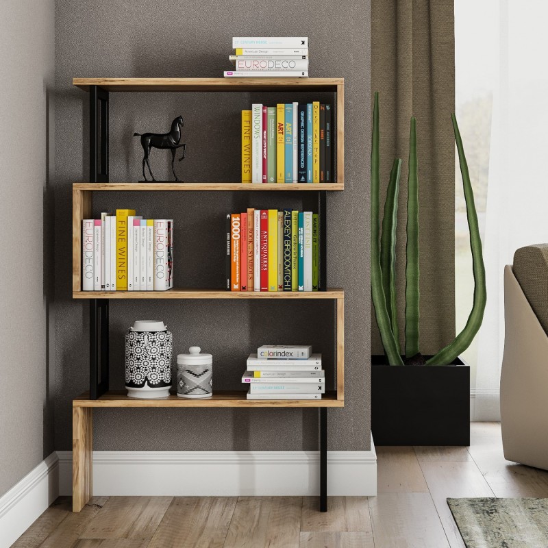 ΒΙΒΛΙΟΘΗΚΗ INGRID ΚΑΡΥΔΙ ΜΕ ΜΑΥΡΟ ΣΚΕΛΕΤΟ HM8867.01 80x22x128 εκ.