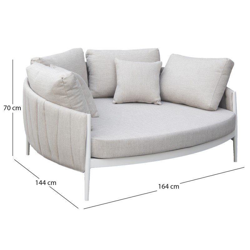 DAYBED 2ΘΕΣΙΟ MAVERICK HM6216.02 ΑΛΟΥΜΙΝΙΟ ΚΡΕΜ-ΜΠΕΖ OLEFIN & STRAPS 164x144x70Υ