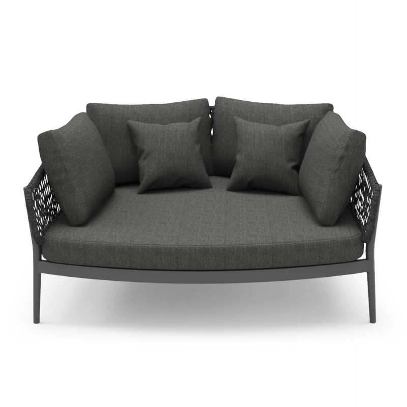 DAYBED 2ΘΕΣΙΟ ΣΕΙΡΑ CAMELLIA HM6217.01 ΣΚΟΥΡΟ ΓΚΡΙ ΑΛΟΥΜΙΝΙΟ-P.E.ΣΧΟΙΝΙ-OLEFIN 164x144x70Υεκ.