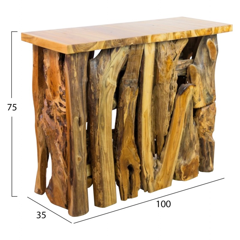 ΚΟΝΣΟΛΑ HM9336 ΑΠΟ ΜΑΣΙΦ ΞΥΛΟ ΤEAK ΦΥΣΙΚΟ 100X35X75Y εκ.