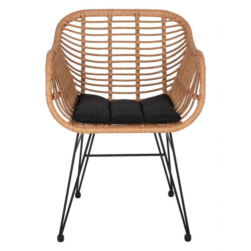 ΠΟΛΥΘΡΟΝΑ ALLEGRA ΕΠΑΓΓΕΛΜ. ΜΕΤΑΛΛΙΚΗ RATTAN ΜΠΕΖ & ΜΑΥΡΟ ΜΑΞΙΛΑΡΙ HM5450.11 57x58,5x81 εκ.