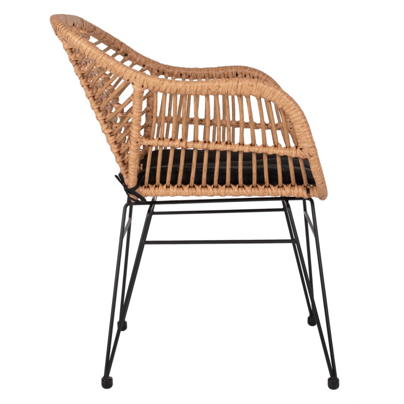 ΠΟΛΥΘΡΟΝΑ ALLEGRA ΕΠΑΓΓΕΛΜ. ΜΕΤΑΛΛΙΚΗ RATTAN ΜΠΕΖ & ΜΑΥΡΟ ΜΑΞΙΛΑΡΙ HM5450.11 57x58,5x81 εκ.