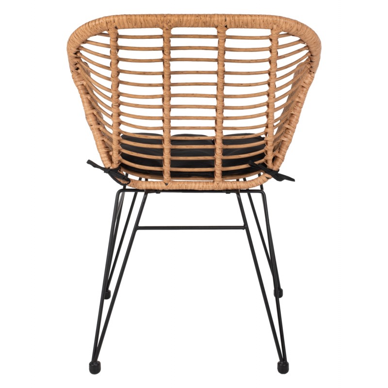 ΠΟΛΥΘΡΟΝΑ ALLEGRA ΕΠΑΓΓΕΛΜ. ΜΕΤΑΛΛΙΚΗ RATTAN ΜΠΕΖ & ΜΑΥΡΟ ΜΑΞΙΛΑΡΙ HM5450.11 57x58,5x81 εκ.