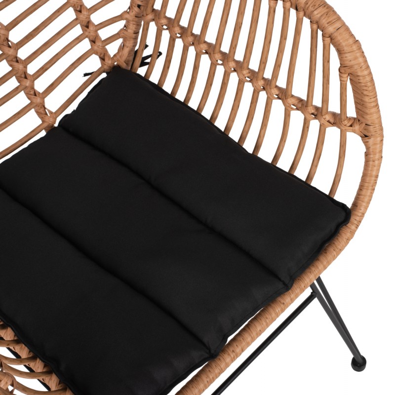 ΠΟΛΥΘΡΟΝΑ ALLEGRA ΕΠΑΓΓΕΛΜ. ΜΕΤΑΛΛΙΚΗ RATTAN ΜΠΕΖ & ΜΑΥΡΟ ΜΑΞΙΛΑΡΙ HM5450.11 57x58,5x81 εκ.