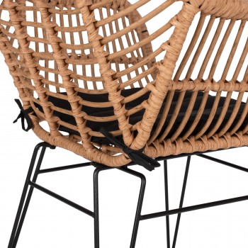 ΠΟΛΥΘΡΟΝΑ ALLEGRA ΕΠΑΓΓΕΛΜ. ΜΕΤΑΛΛΙΚΗ RATTAN ΜΠΕΖ & ΜΑΥΡΟ ΜΑΞΙΛΑΡΙ HM5450.11 57x58,5x81 εκ.