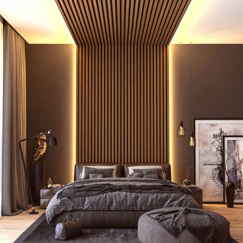 PS PANEL ΜΕ 3D ΠΗΧΑΚΙΑ 11 PIANO 12/122/2900mm GOLDEN OAK/D.BROWN NewPlan