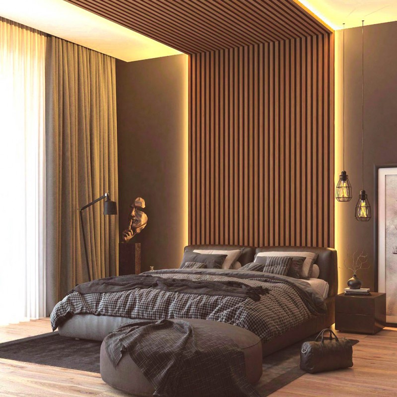 PS PANEL ΜΕ 3D ΠΗΧΑΚΙΑ 11 PIANO 12/122/2900mm GOLDEN OAK/D.BROWN NewPlan