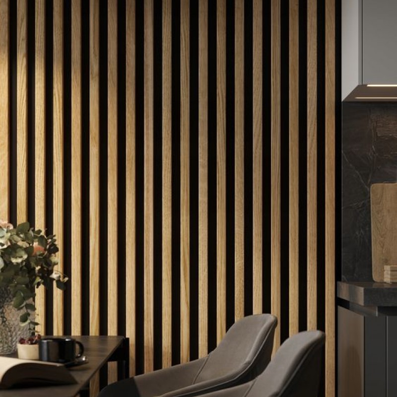 PS PANEL ΜΕ 3D ΠΗΧΑΚΙΑ F4 PIANO 12/122/2900mm NAT.OAK/BLACK NewPlan